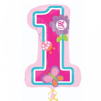 XXL-Folienballon  "1", Birthday Girl (heliumgefüllt)