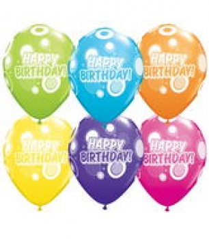 Latexballons - 6 Stck. "Happy Birthday - Kreise"