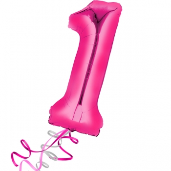 XXL-Folienballon "Zahl 1", Farbe magenta (heliumgefüllt)