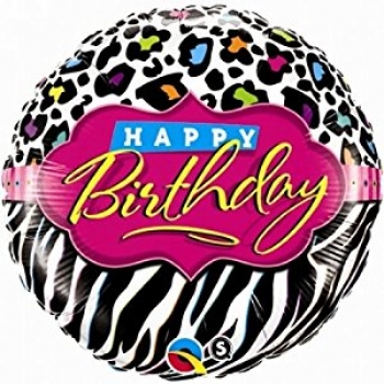 Folienballon "Happy Birthday - Funky-Zebra", (heliumgefüllt)