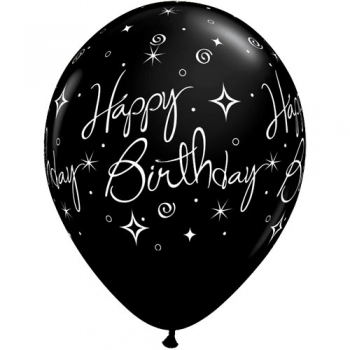 Latexballons - 6 Stck. "Happy Birthday - schwarz"