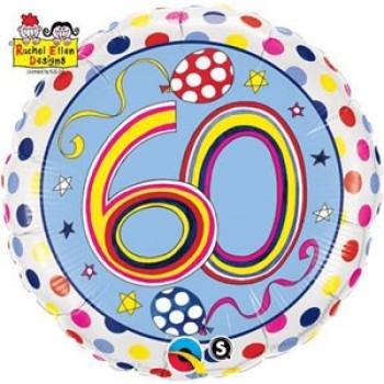 Folienballon "60. Geburtstag", Rachel Ellen Design (heliumgefüllt)