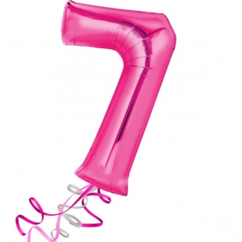 XXL-Folienballon  "Zahl 7", Farbe magenta (heliumgefüllt)