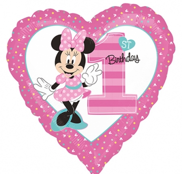 Folienballon "1 st Birthday", Minnie (heliumgefüllt)