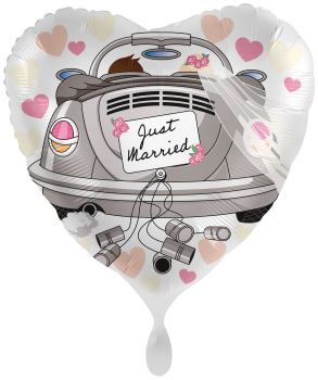Folienballon "Just Married" - Weddingcar Herz