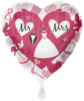 Folienballon "Mr. & Mrs." Herz