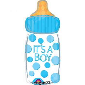 Folienballon  "It's a boy - Babyflasche, blau (heliumgefüllt)