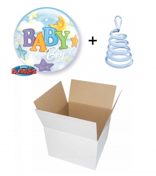 Ballon-Gruß "Baby Boy Mond & Sterne" (heliumgefüllt)
