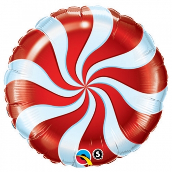Mini-Folienballon "Candy Swirl", rot-weiss