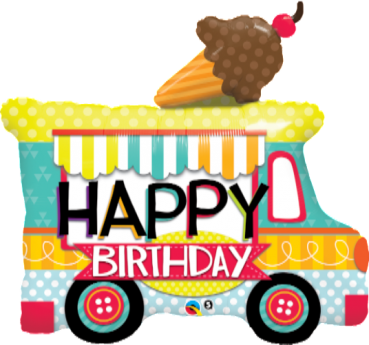 XXL-Folienballon "Happy Birthday - Eiswagen" (heliumgefüllt)