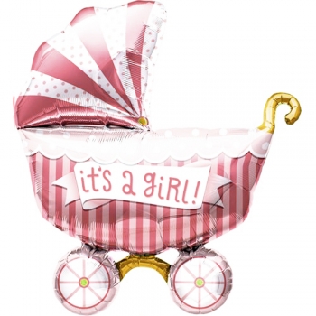 Mini-Folienballon "Baby Girl - Kinderwagen"