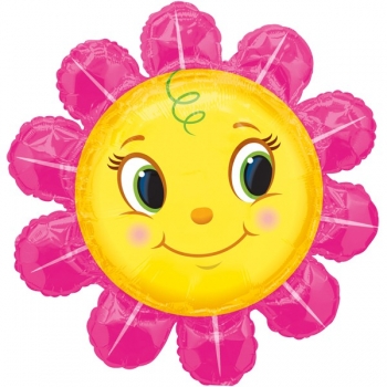 XXL-Folienballon "Pinke Blume - Smily" (heliumgefüllt)