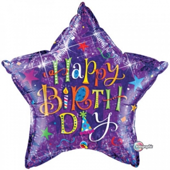XXL-Folienballon "Happy-Birthday-Stern" (heliumgefüllt)