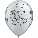 Latexballons - 6 Stck. "Happy Birthday - silber"