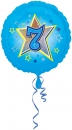 Folienballon  "7", Blau mit Glitzereffekt (heliumgefüllt)