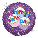 Mini-Folienballon "Happy Birthday Cupcake" (luftgefüllt)