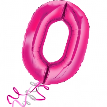 XXL-Folienballon "Zahl 0", Farbe magenta (heliumgefüllt)