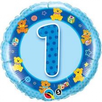 Folienballon "1. Geburtstag - blau", (heliumgefüllt)