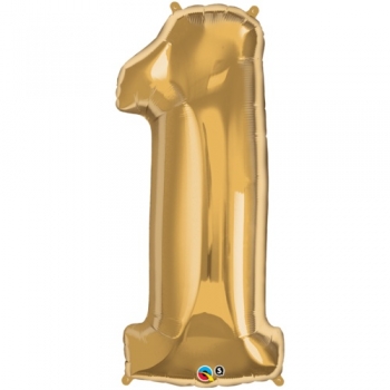 XXL-Folienballon "Zahl 1", Farbe gold (heliumgefüllt)