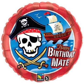 Folienballon "Happy Birthday - Pirat/Piratenschiff", (heliumgefüllt)