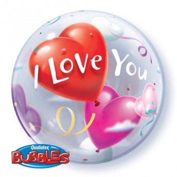 Bubble-Ballon "I love you - Herzen" (heliumgefüllt)
