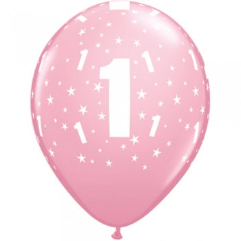 Latexballons - 6 Stck. "Zahl 1 - rosa"