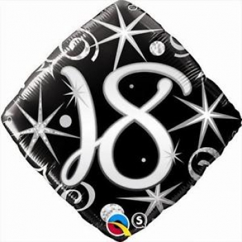 Folienballon "Happy Birthday 18" schwarz-silber, (heliumgefüllt)