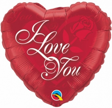 Folienballon  "I love you - Rose", Herz (heliumgefüllt)