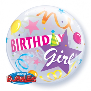 Bubble-Ballon "Birthday Girl" (heliumgefüllt)