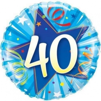 Folienballon "40. Geburtstag", blau (heliumgefüllt)