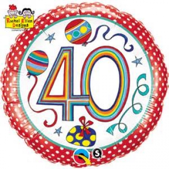 Folienballon "40. Geburtstag", Rachel Ellen Design (heliumgefüllt)
