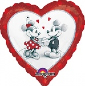 Folienballon "Disney Mickey & Minnie", Herz (heliumgefüllt)