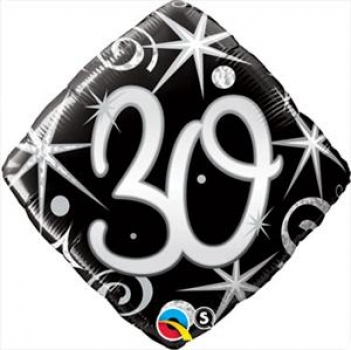 Folienballon "Happy Birthday 30" schwarz-silber, (heliumgefüllt)
