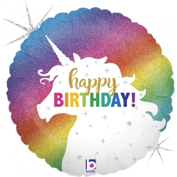 Mini-Folienballon "Happy Birthday Unicorn", (luftgefüllt)