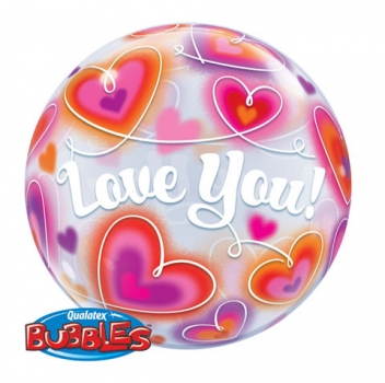 Bubble-Ballon "I love you" (heliumgefüllt)