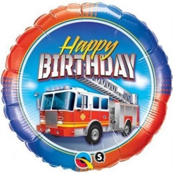 Folienballon "Happy Birthday - Feuerwehrauto" (heliumgefüllt)