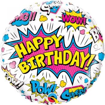 Folienballon "Happy Birthday POW"