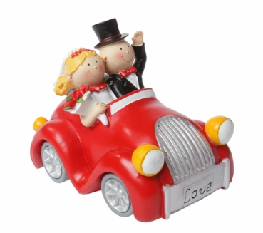 Figur - Brautpaar im Auto, klein, rot