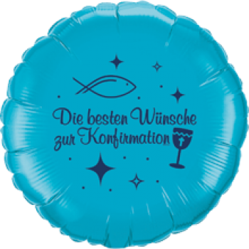 Folienballon "Die besten Wünsche zur Kommunion" blau (heliumgefüllt)