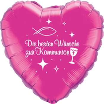 Folienballon "Die besten Wünsche zur Kommunion" pink (heliumgefüllt)