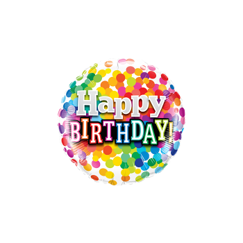 Mini-Folienballon "Happy Birthday Rainbow Confetti"