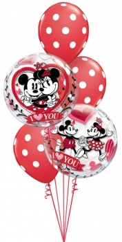 Ballonbouquet "Bubbleballons "Mickey & Minnie" mit 3 Latexballons" (heliumgefüllt)