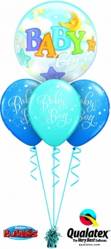 Ballonbouquet zur Geburt, Bubble blau - Geburt -