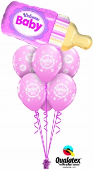 Ballonbouquet zur Geburt - Baby XXL, rosa