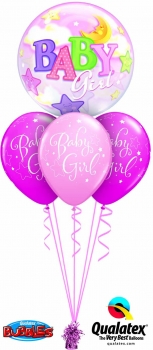Ballonbouquet zur Geburt, Bubble rosa - Geburt