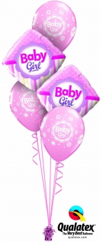 Ballonbouquet zur Geburt - Baby, rosa