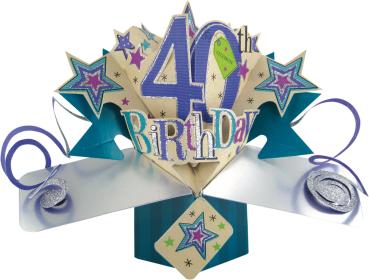3D-Popup Karte, 40. Geburtstag lila-silber