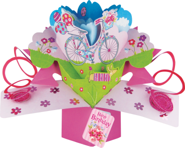 3D-Popup Karte, Happy Birthday Fahrrad