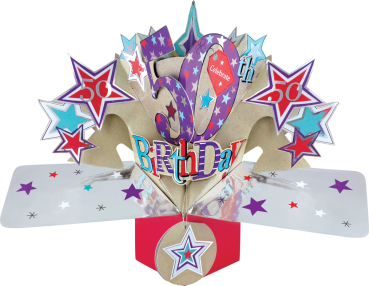 3D-Popup Karte, 50. Geburtstag lila-silber