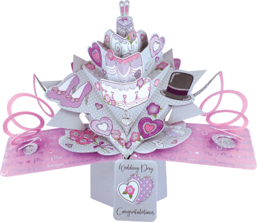 3D-Popup Karte, Wedding day Congratulations